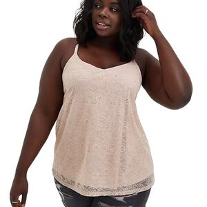 Torrid Mushroom Lace Super Soft V-Neck V-Back Swing Camisole Size 0 USA …